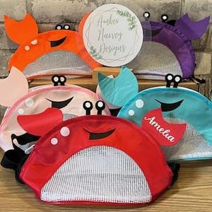 Crab Beach Bag/Beach Bag/Personalised Beach Bag/Shell Collecting Bag