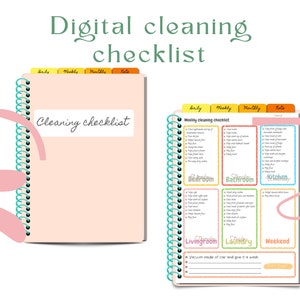 Digital cleaning checklist/ Digital cleaning journal/ Goodnotes cleaning planner