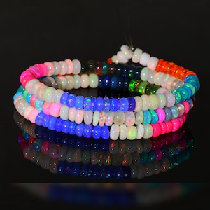 3.20 MM AAA Multifire Opal Beads Loose Strand, Genuine Multi Color  Opal Loose Beads for Jewelry Making, October Birthstone Opal Beads