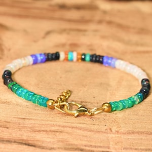 Multi Opal Shaded Beaded Bracelet, Genuine Opal Gemstone Beaded Bracelet, Dainty Minimalist Opal Bracelet, Delicate Bracelet, Gift for Her