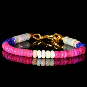 Natural fire opal beaded bracelet Vintage fire opal bracelet Dainty opal beaded bracelet AAA Ethiopian opal bracelet Opal Birthstone Jewelry