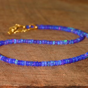 Natural Lavender Ethiopian Opal Beaded Necklace,opal fire Necklace opal Necklace, Dainty Necklace,AAA+ Fire Opal Jewelry.925 Sterling Silver