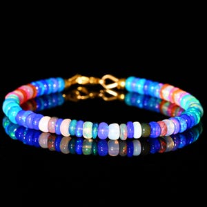 Genuine Multi Opal Beaded bracelet, Multi fire Ethiopian Opal Beads Dainty bracelet, Birthstone bracelet for Women, Delicate Gift for Her !!