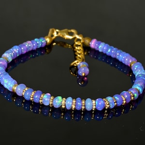 AAA+ Grade ~ Ethiopian Lavender Opal Beaded Bracelet, Gemstone Bracelet, Dainty Bracelet, Opal Bracelet, 925 Sterling Silver Bracelet.