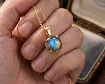 Labradorite Necklace Gold Filled – Minimalist Pendant, labradorite Gemstone Jewelry, Gift for Her
