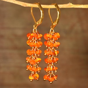 Minimalist Orange Fire Opal Earrings,vintage fire Earrings For Women EARRING,Fire Opal Earring , Natural Earring,925 Sterling silver Earring