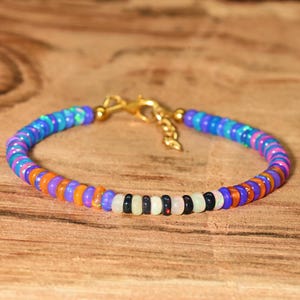 opal Multi-color opal beaded bracelet for women Vintage fire opal bracelet Minimalist bracelet AAA Ethiopian opal bracelet natural fire opal