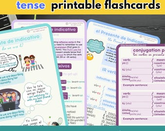 Conjugating SPANISH Grammar Basics bundle A5 flashcards Spanish PRESENT Tense VERBS Spanish Educational Printable Flashcards Spanish hacks