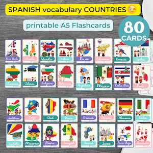 Learn SPANISH countries flashcards SPANISH Educational Printable Flashcards Spanish English Pdf Homeschool Flashcards teachingmaterial
