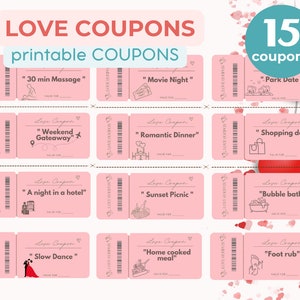 Cupons de amor romântico para ele ou ela para o DIA DOS NAMORADOS Casais ROMÂNTICOs Livreto de presentes Dia dos Namorados Token divertido Dia dos Namorados