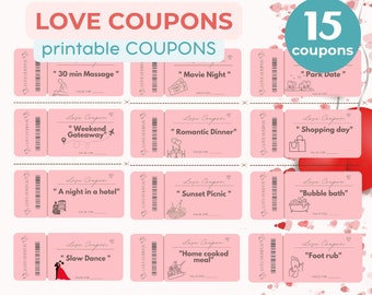 Romance Love Coupons for Him or Her for VALENTINE'S DAY Couples ROMANTIC Gift Booklet Valentine Token Fun Valentine's