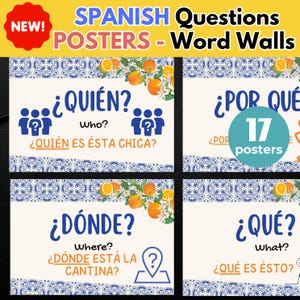Spanish Classroom Phrases Printable Poster Set Spanish Classroom Decor Printable Classroom Decoration SPANISH QUESTION WORDS Montessori