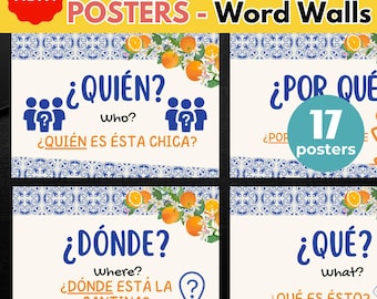 Spanish Question Words Poster Set, Classroom Decor (Printable) Classroom Decor for Spanish Classroom Phrases