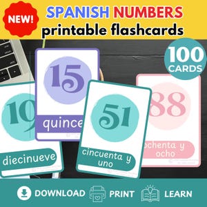 Learn SPANISH NUMBERS Flashcards Learn Spanish Language with Flashcards Learning at home printable Flashcards Spanish hacks