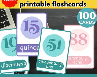 Learn SPANISH NUMBERS Flashcards Learn Spanish Language with Flashcards Learning at home printable Flashcards Spanish hacks