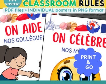FRENCH LEARNING POSTERS French Language Classroom Decor Classroom Rules Posters Behaviour Charts