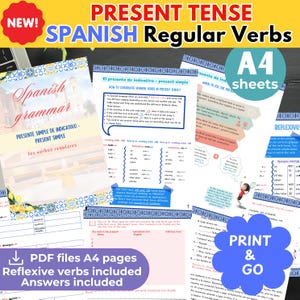 Conjugating SPANISH Verbs in Present tense Spanish Classroom Teaching Material MAIN tense in Spanish language Spanish Grammar essential