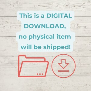 K&ouml;nnte beinhalten: Eine Grafik f&uuml;r digitalen Download mit einem Ordner und einem Download-Pfeilsymbol. Der Text lautet "Dies ist ein DIGITALER DOWNLOAD, kein physischer Artikel wird versandt!"
