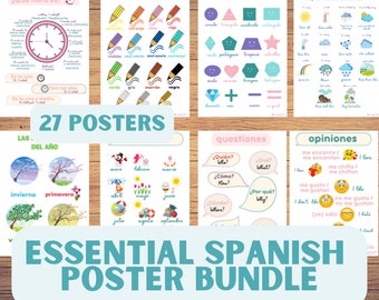 Spanisch Englisch Pdf Spanisch Lernposter ESSENTIAL SPANISH Spanisch Lernposter Spanisch BASIK Kinder 26 Drucke