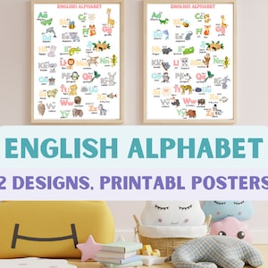 Learn ENGLISH ALPHABET Poster English for BEGINNERS Educational Printable posters Preschool Education Homeschool materials
