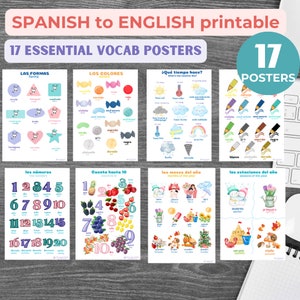 Spanish English pdf education posters 17 Bilingual Spanish Educational Posters Spanish English Learning Posters Homeschool Printable