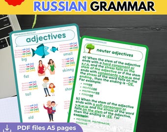Learn RUSSIAN GRAMMAR Overview Russian Language BASICS Bundle flashcards Russian Educational Printable Flashcards Russian English Pdf