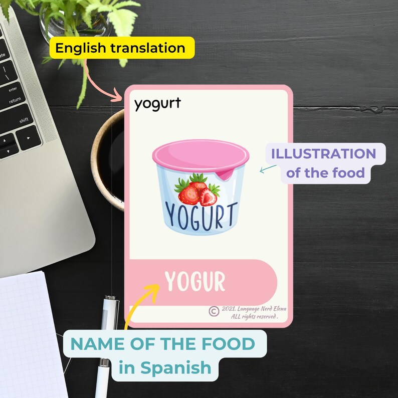 Spanish Food Flashcards Bilingual Spanish English Flashcards Language ...