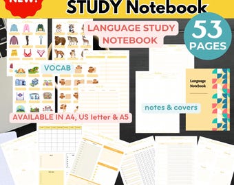 LANGUAGE LEARNING PLANNER printable Language study notebook Vocabulary notebook Language learning notion templates Language learning journal