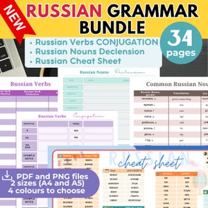 Russian English Pdf RUSSIAN Language BUNDLE RUSSIAN Pdf Worksheet Nouns Declension Verb Conjugating Russian Language