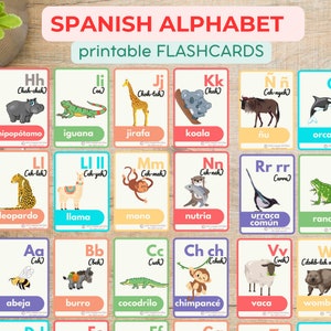 Apprendre l'ESPAGNOL ALPHABET Cartes mémoire Espagnol Anglais Pdf Éducatifs Flashcards imprimables | Préscolaire, Maternelle École à domicile Montessori