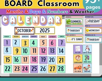 Pastel Classroom Calendar Bulletin Board Set (Digital Download) Classroom Decor