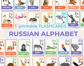 Learn RUSSIAN ALPHABET flashcard Russian Alphabet with Cursive Russian abc BEGINNERS Educational Printable flashcards Cyrillic Writing