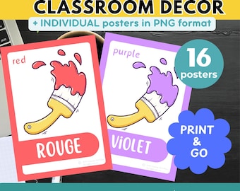 French Colors Poster: Pastel Classroom Decor (Digital Download) Word Wall Classroom Decor Back to School