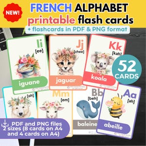 Learn FRENCH ALPHABET flashcards Educational Printable flashcards Educational Cards for Kids Preschool Download Homeschooling French