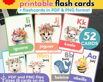 Learn FRENCH ALPHABET flashcards Educational Printable flashcards Educational Cards for Kids Preschool Download Homeschooling French