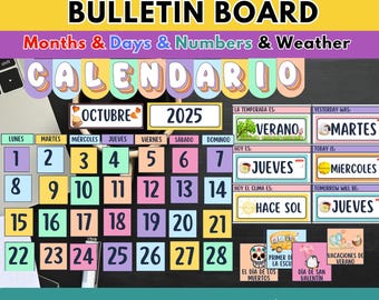 SPANISH CLASSROOM DECOR Calendar Display Bulletin Board Spanish Calendar Calendar Wall Classroom Spanish Decorate Classroom Learn Spanish