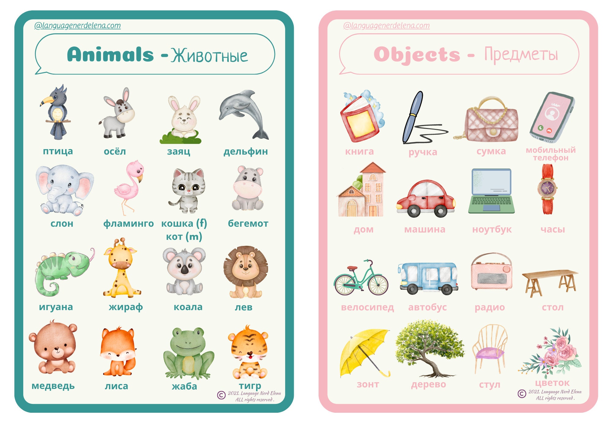 RUSSIAN BASIC VOCABULARY Overview Bundle A5 Flashcards russian ...