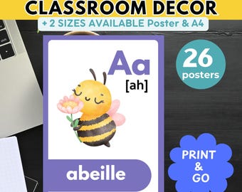 French Alphabet Poster: Pastel Watercolor Classroom Decor (Digital Download)
