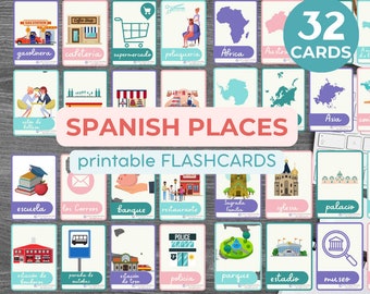 Italiano: Inglese PDF Impara lo spagnolo Luoghi Stampabili FLASHCARD NOZIONI DI BASE DI SPAGNOLO Spagnolo Stampabile Scuola materna Scuola dell'infanzia Principiante
