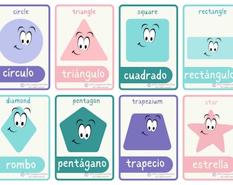 Learn SPANISH BASICS Shapes Bilingual English and Spanish English Pdf Flashcards Spanish Language Educational Printable Essential Spanish