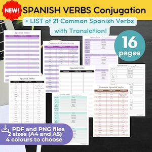 Conjugating SPANISH español Language VERB Conjugation Practice PRINTABLE Worksheets Digital Download Language Learning Study GoodNotes