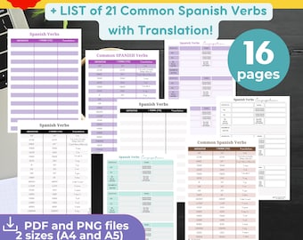 Conjugating SPANISH español Language VERB Conjugation Practice PRINTABLE Worksheets Digital Download Language Learning Study GoodNotes