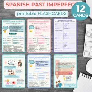 Learn Conjugating Spanish verbs SPANISH Grammar Learning Basics bundle A5 flashcards Spanish PAST Tense Educational Printable Flashcards