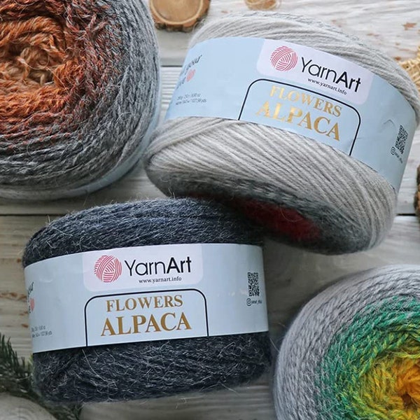 Yarnart Flowers Alpaca,Ombre Yarn,Wool Yarn,Multicolor Knitting Yarn,Cake Yarn,Crocheting,Shawl Yarn,8.80 Oz, 1027Yds