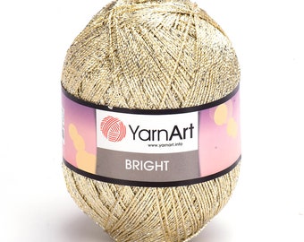 YarnArt Fil métallique brillant, polyamide, fil à crochet, fil de dentelle, fil pour robe, fil scintillant, fil scintillant, fil à tricoter, 3,18 oz, 371 yds