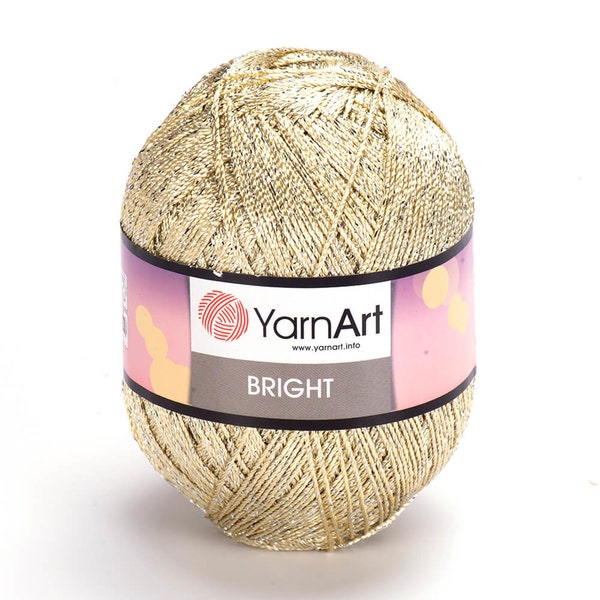 YarnArt Fil métallique brillant, polyamide, fil à crochet, fil de dentelle, fil pour robe, fil scintillant, fil scintillant, fil à tricoter, 3,18 oz, 371 yds
