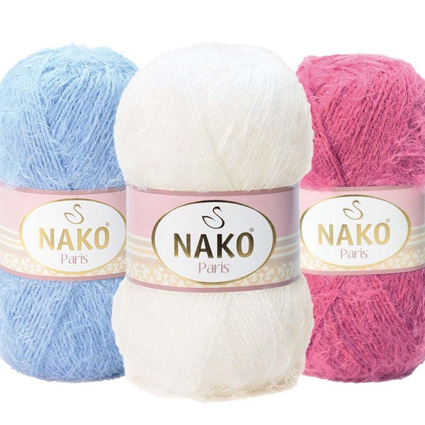 Nako Paris, 100 g 3,52 oz 245 m 267 yd, fil pour écharpe, fil à crocheter, fil acrylique, fil pour châle, fil d'hiver, fil pour chapeaux, fil à tricoter, fil Nako Paris