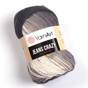 YarnArt Jeans Crazy-Amigurumi Yarn, Blanket Yarn, Summer Yarn, 55% Cotton Yarn, Multicolor Yarn, Knitting Yarn,  1.76 Oz, 174.98 Yds