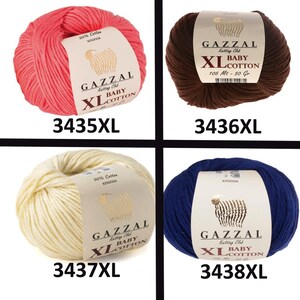 4 Pack (Skein) Gazzal Baby Cotton XL, 50percent Soft Cotton 50percent...