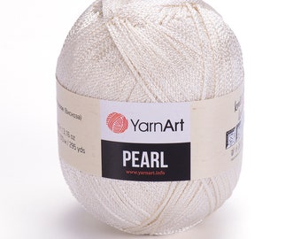YarnArt Pearl - Crochet Yarn, Lace Yarn, Dress Yarn, Summer Yarn, Shiny Yarn, Knitting Yarn, 100% Viscose, Sparkly Yarn, 3.16 Oz, 295 Yds